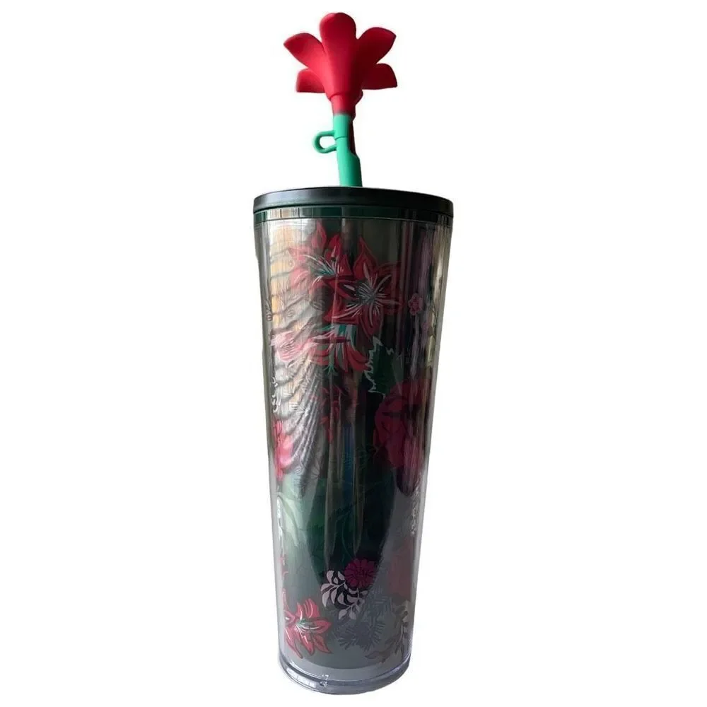 NWT 2022 Venti Woodland Berry Tumbler W/ Silicon Flower Straw Topper